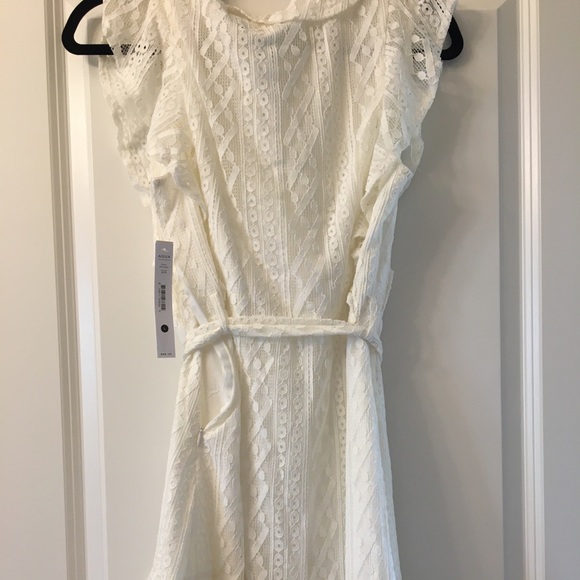 Aqua White Ruffled Mini-Dress - Picture 6 of 6